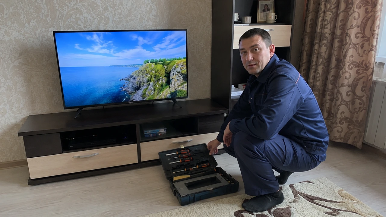 Телевизор после ремонта установлен у клиента в Анапе